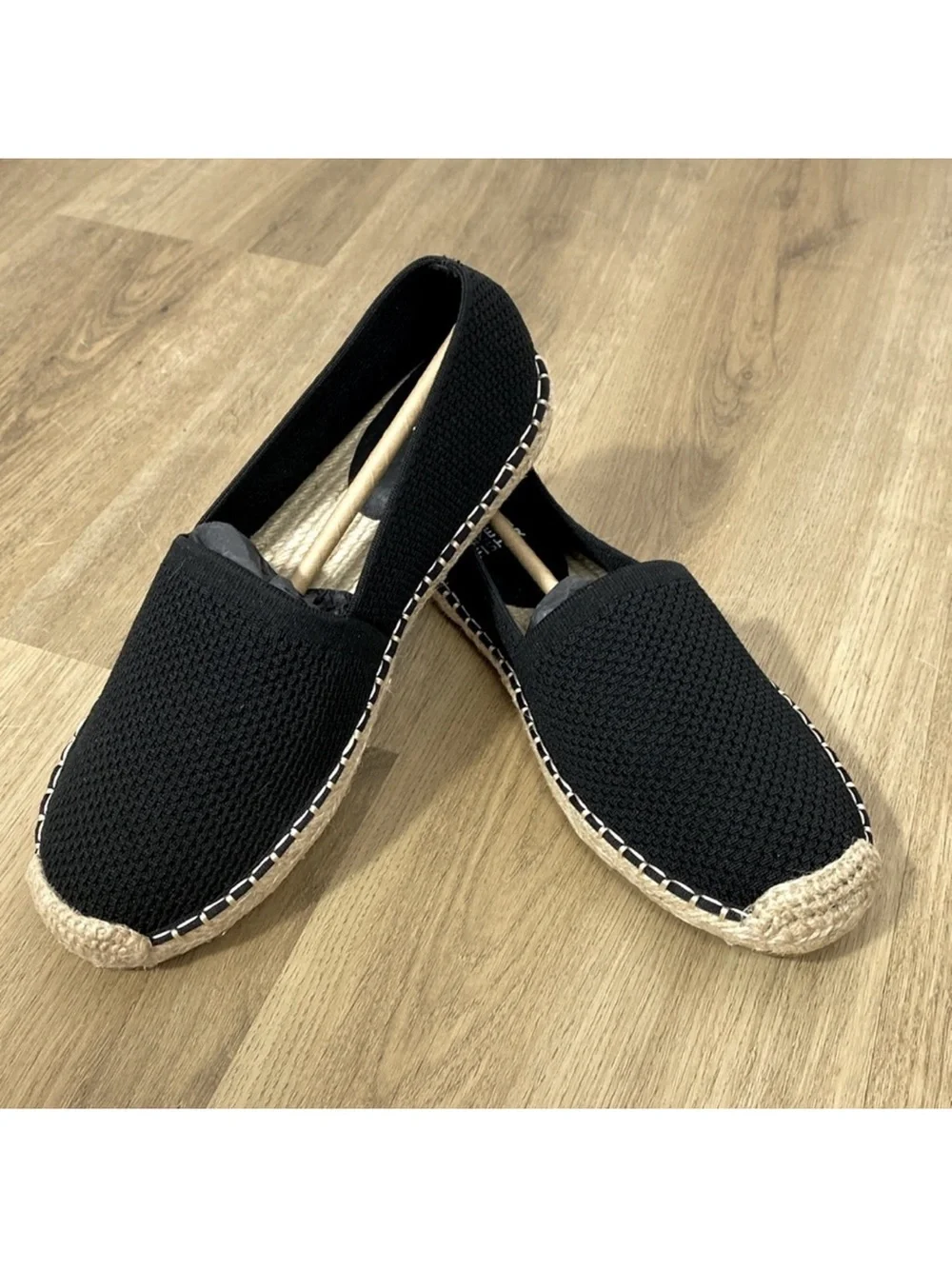 Eileen Fisher Black Espadrille-Style Slip-On Loafers